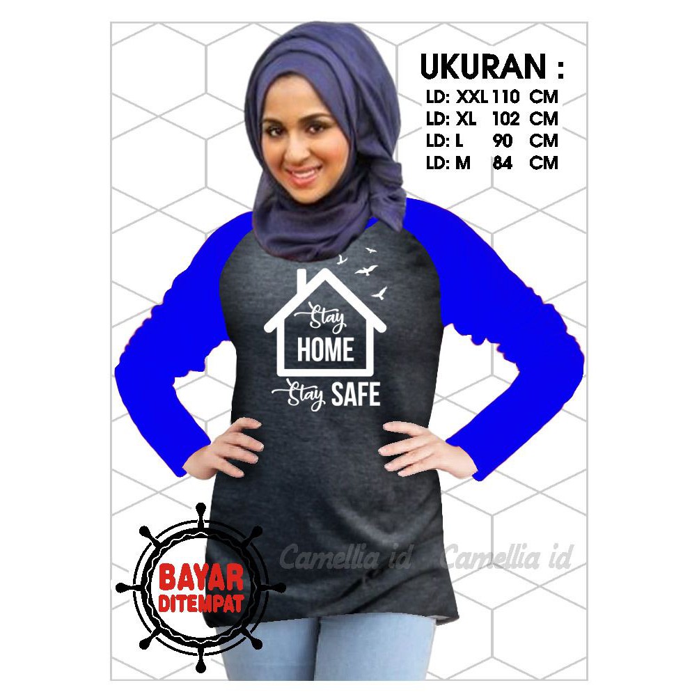 Kaos Raglan (HOME)/Kaos Wanita Lengan Panjang/ Kaos Wanita/ Kaos Cewek/ Kaos Oblong/Misty