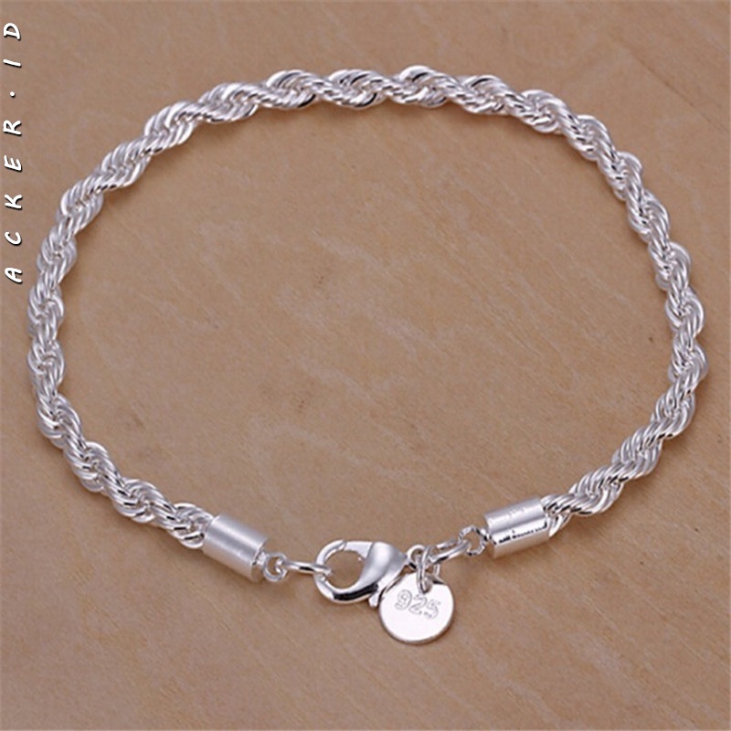 [ACKER] S925 Rantai Jimat Berlapis Perak Memutar Gelang Pesona Untuk Wanita