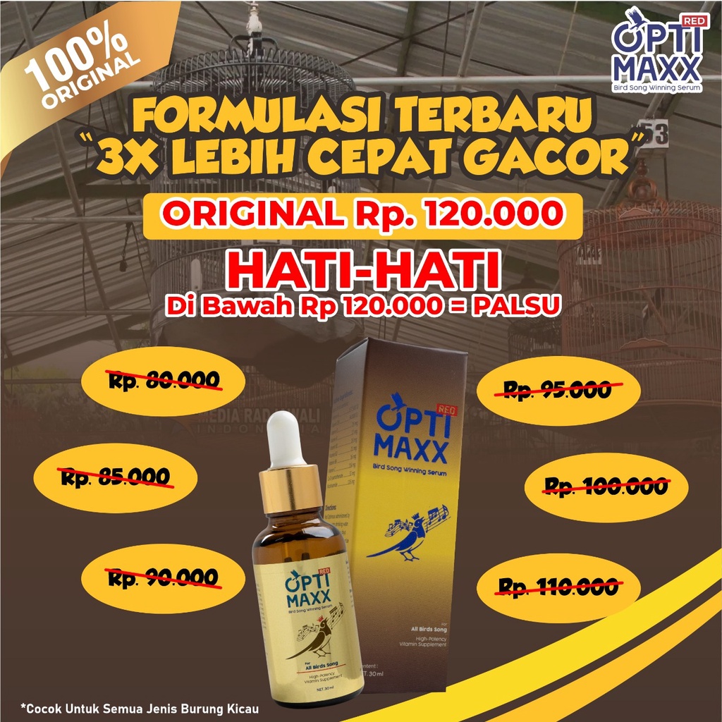 Optimaxx - Optimax Multivitamin Penggacor Gacor Burung Kicau Lovebird Murai Murai Batu Atp Masteran Doping Jalak Suren Anis Merah Kacer Isi 30ml