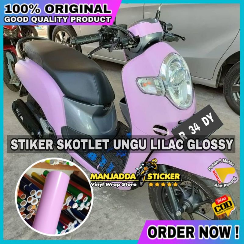 stiker skotlet ungu lilac glossy sticker motor lebar 50cm