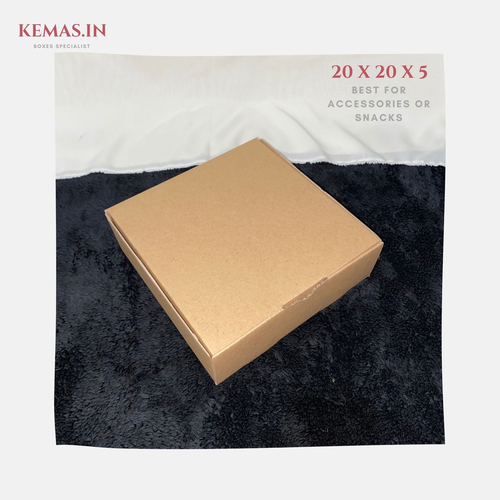 BOX/KARDUS/DUS DIE CUT 20x20x5 cm PIZZA PACKAGING POLOS OLSHOP-Coklat