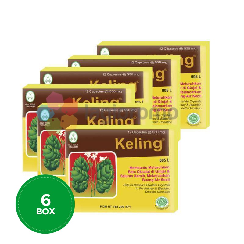 Borobudur Herbal Keling Kapsul Obat Batu Ginjal Sakit Pinggang Alami isi 6