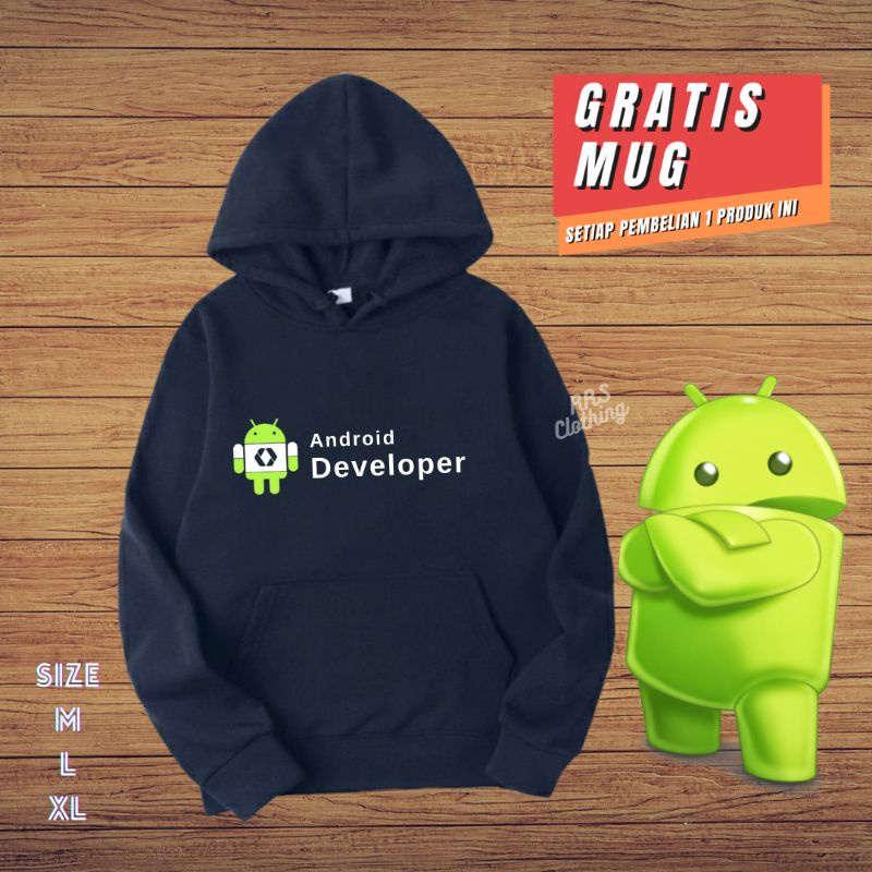 Jaket Hoodie Cotton Fleece Programmer Android Developer HPAD