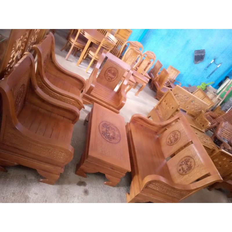 kursi tamu jati tua tpk semut minimalis