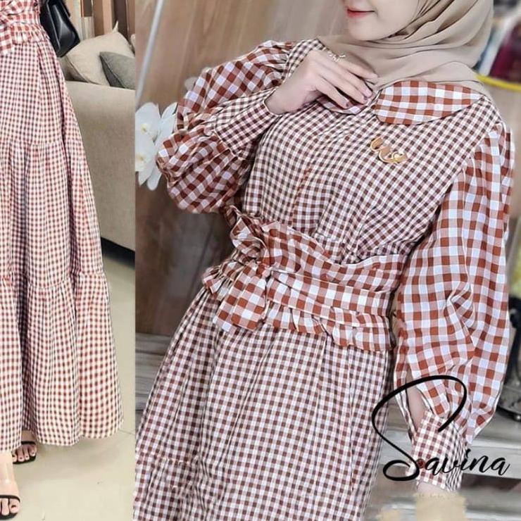 ✯ Savina maxi / Gamis Katun Kotak / Gamis Wanita Kekinian / Dress Muslim Wanita Terbaru 2021 ◘