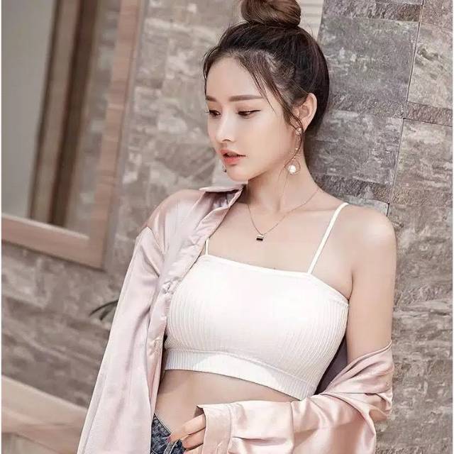 Tank Top Crop Bralette Bra Kemben Square Tube Top ada Busa-3