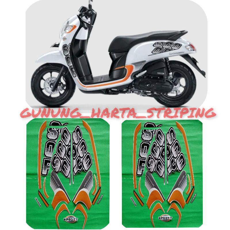 Stiker Striping Motor Honda Scoopy Sporty 2017 Standar Original Putih