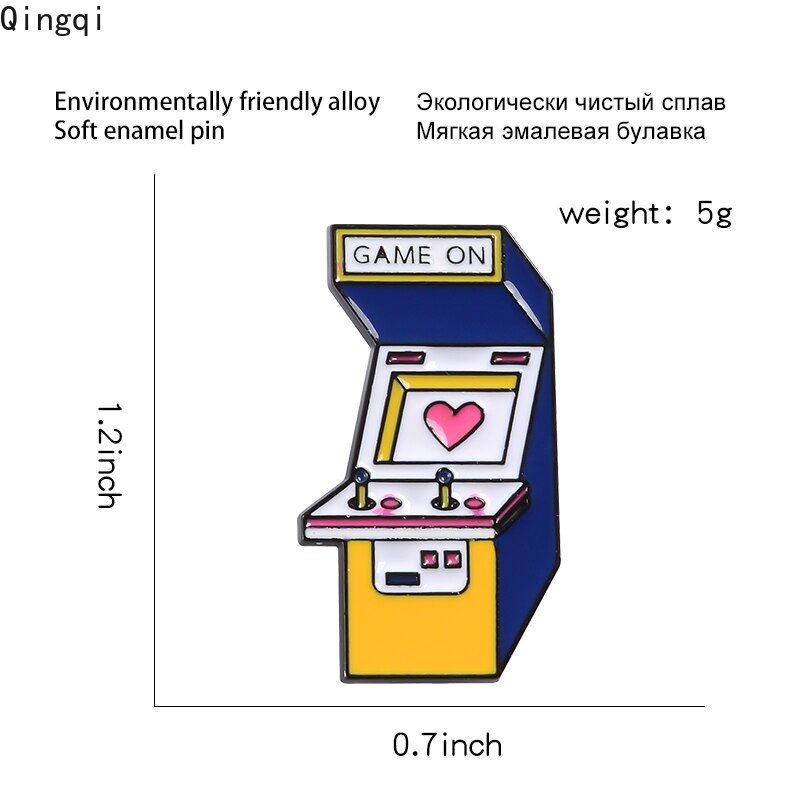Game ON! Bros Pin Enamel Bentuk Konsol Game Arcade Bahan Alloy Gaya Retro Untuk Jeans / Mantel / Kemeja
