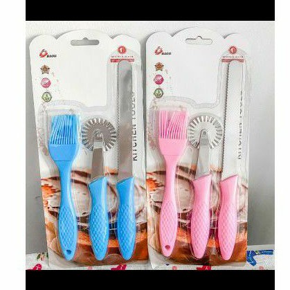 Paket Kuas Pisau Gerigi Silikon Kuas Mentega Roti Kue Pisau Silikon