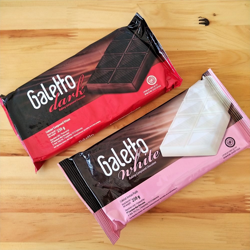 

Galetto Baking Compound Chocolate Dark & White / Coklat Compound Hitam Putih 250gr