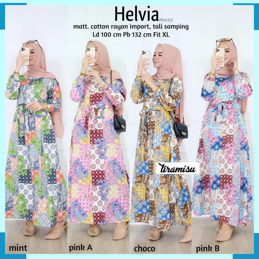 DRESS GAMIS. HELVIA DRESS. FASHION MUSLIM WANITA. BY TIRAMISU