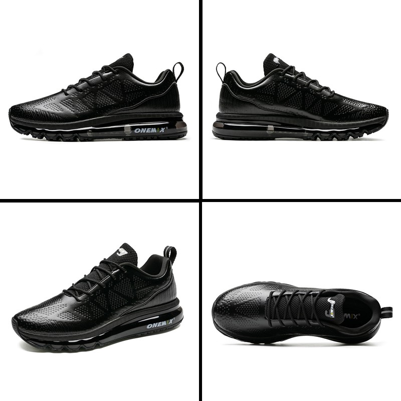 black leather running shoes mens