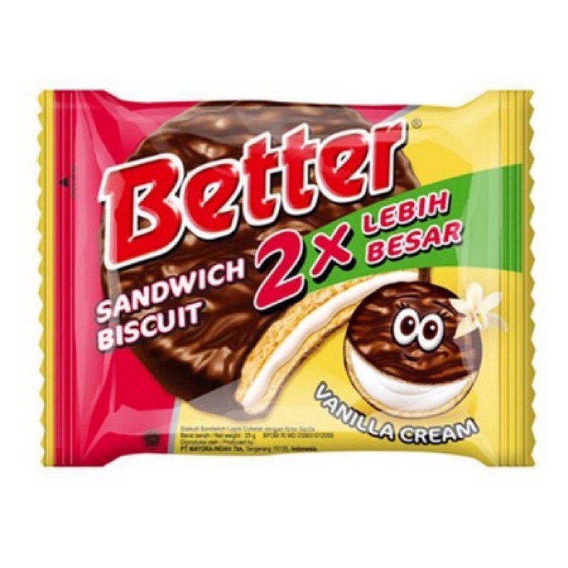 

BETTER SANDWICH BISKUIT 1PCS SATUAN / SNACK CEMILAN MAKANAN RINGAN BISKUIT BETTER COKLAT BANDUNG