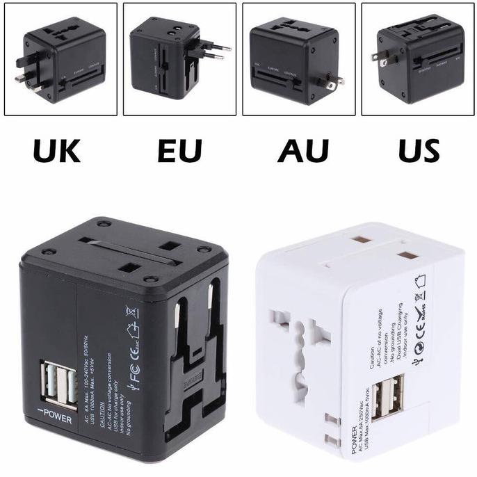 BISA BAYAR DITEMPAT universal travel adapter 2A 2usb PRODUK TERBATAS Kode 1259