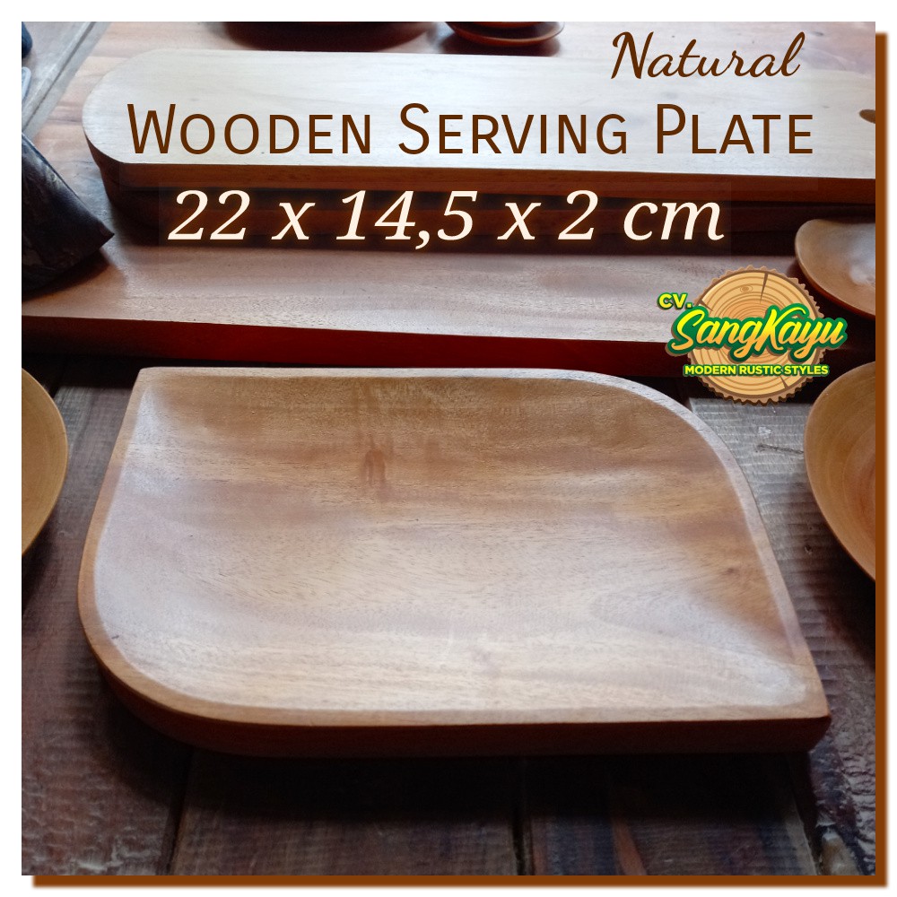 Wooden serving plates 22 x 14,5 cm 009 piring kayu piring saji nampan