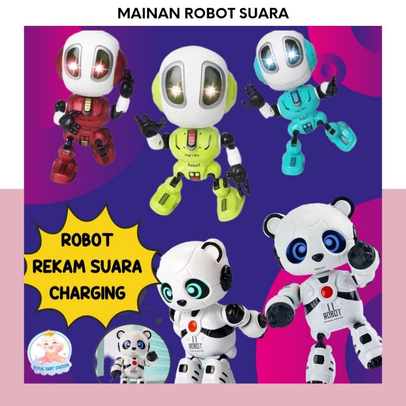 PROMO CHARGING! Mainan SMART TALKING ROBOT Recording bisa bicara meniru manusia dengan lampu dan sensor