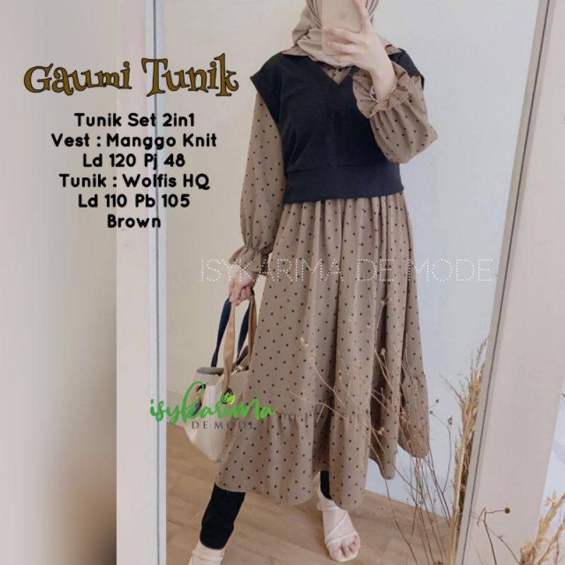 GAUMI TUNIK SET 2IN1 TUNIK LD 110CM DAN VEST LD 120CM BY ISY/BAJUWANITA/FASHIONMURAH/BAJUKEKINIAN
