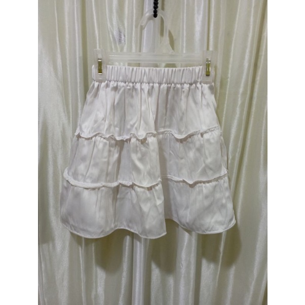 rok anak usia 6-8tahun/rok kerut susun warna putih