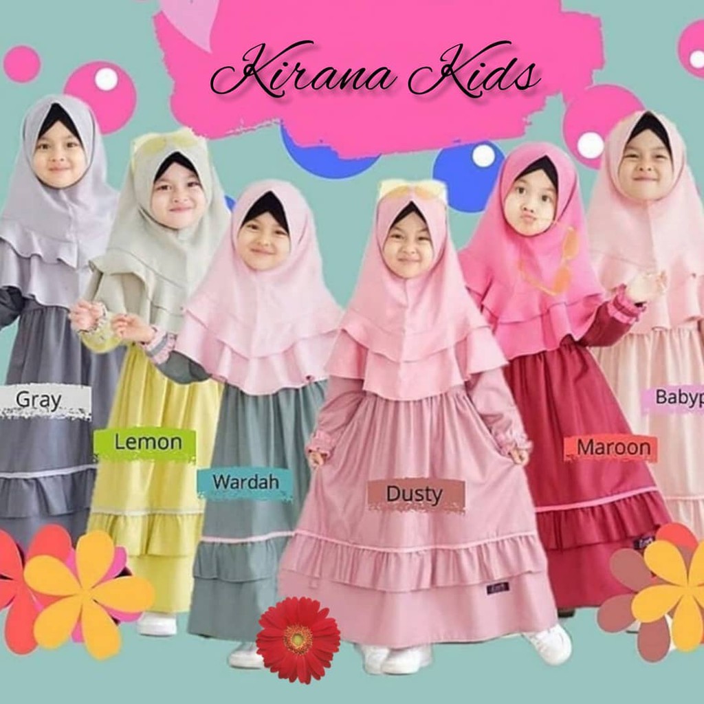 KIRANA SYARI KIDS BO KF MOSSCRAPE 6-8 Tahun Gamis Syari Set Hijab Anak Perempuan Gamis Anak Murah