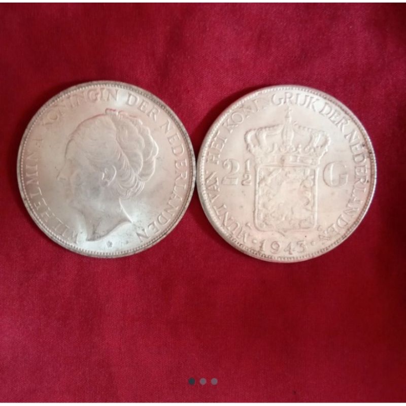 koin kuno wilhelmina koningin 2 1/2 gulden