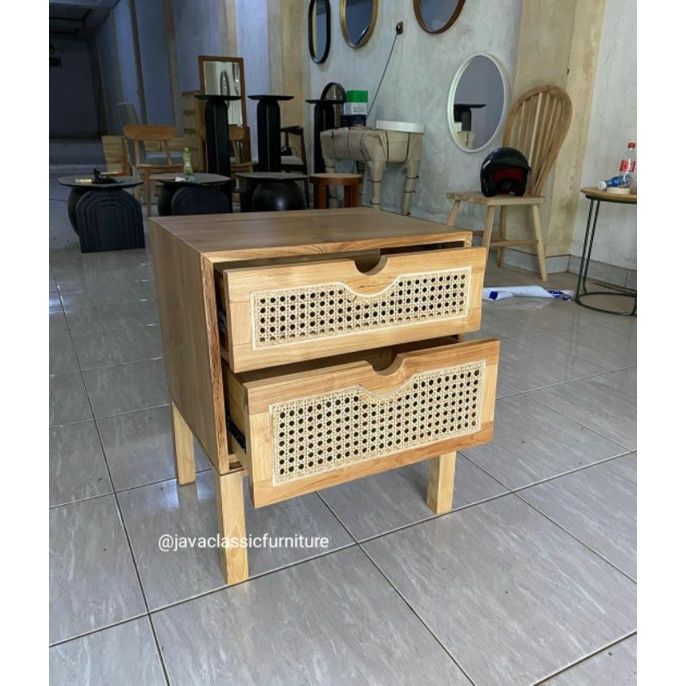 NAKAS LACI ROTAN RETRO MINIMALIS ROTTAN BAHAN KAYU JATI UKURAN 40x50x60 cm FINISHING NATURAL FURNITURE JEPARA-3