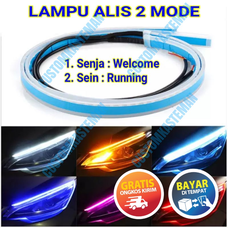 ( Sepasang / 2 Pcs ) Lampu Alis 30 CM Running 2 MODE - Lampu Senja Welcome + Lampu Sein Running - La