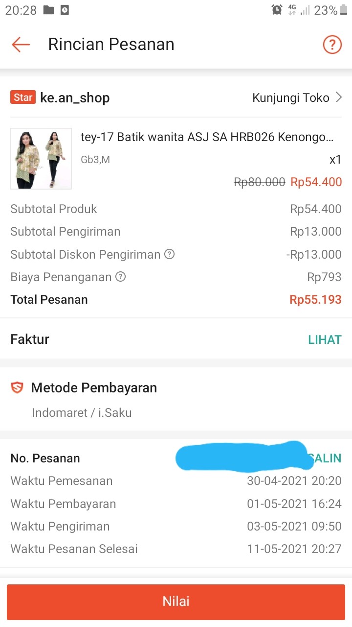 Tey-17 Batik Wanita Asj Sa Hrb026 Kenongo Kemeja Tosca Pendek