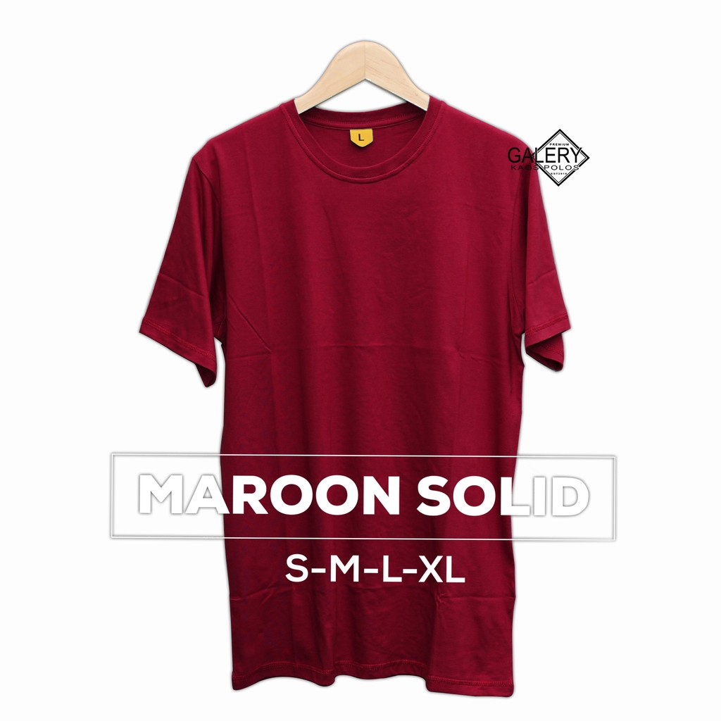 Kaos Polos Pendek Bahan Soft Katun Kombet 30s Buat Cowo Dan Cewe Warna Maroon Solid