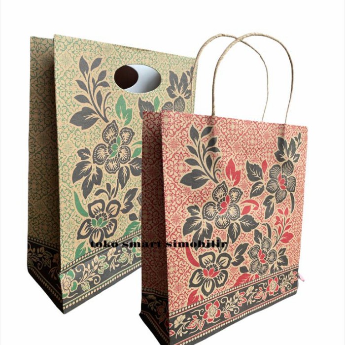 

NEW PAPER BAG GOODIE BAG ULTAH ULANG TAHUN COKELAT BATIK OKEY TAS KADO - tanpa tali