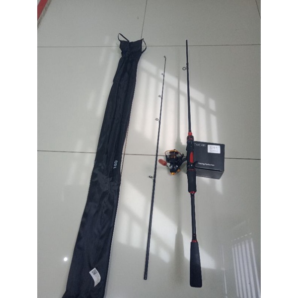Set pancing spinning joran carbon panjang 180cm + reel mini 800-12 bearing spol besi