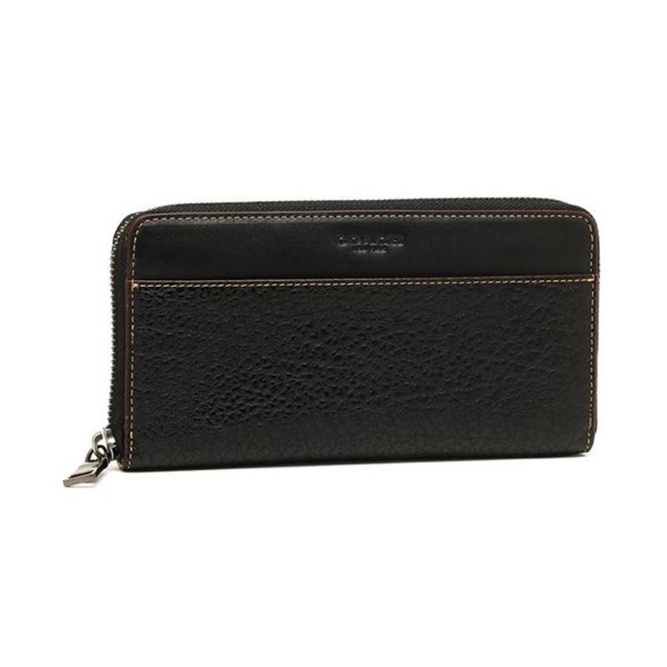 Coach Long Accordion Wallet Men's Wallet Plain Black (F12130)