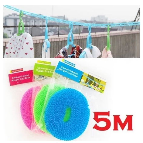 【COD+Pengiriman Cepat】YUN MallPraktis Serbaguna Gantungan Baju Tali Jemuran 5 Meter Clothes Line Laundry Tambang 5M Magic Hanger 5Meter Rope PanjangTali Jemuran 5 Meter dengan Pengait Hook