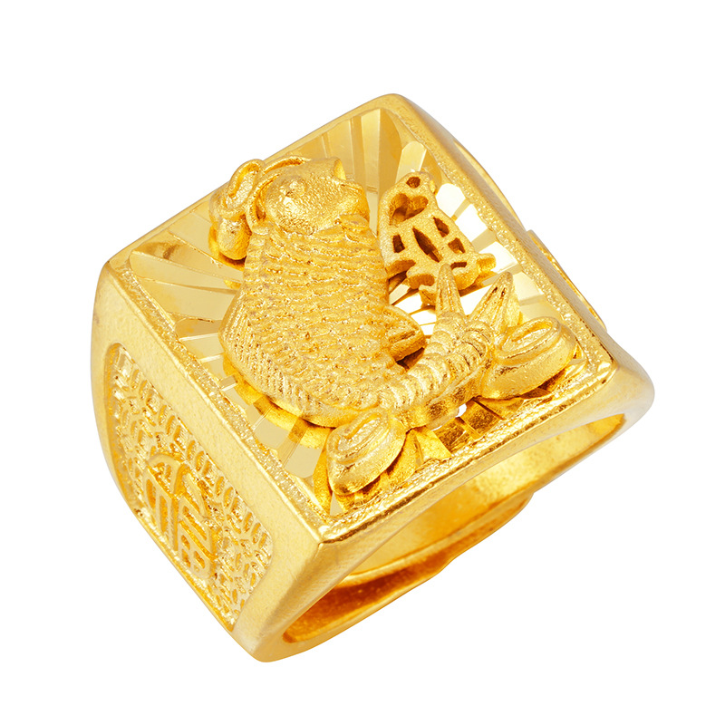 Cincin Lapis Emas Asli Kadar 375 Desain Ikan Saudi Adjustable Untuk Pria