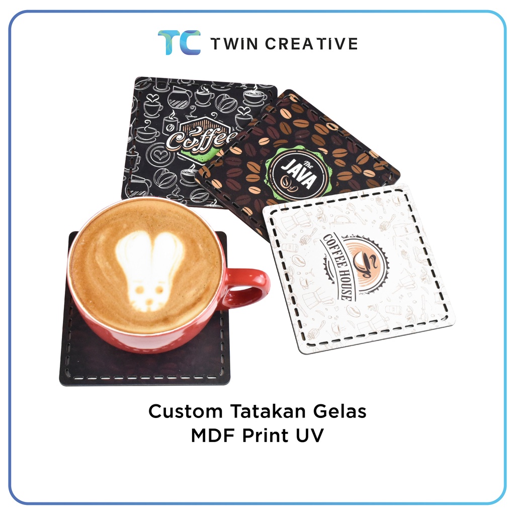 Tatakan Gelas MDF Custom Bentuk Print Uv - Tatakan Gelas MDF