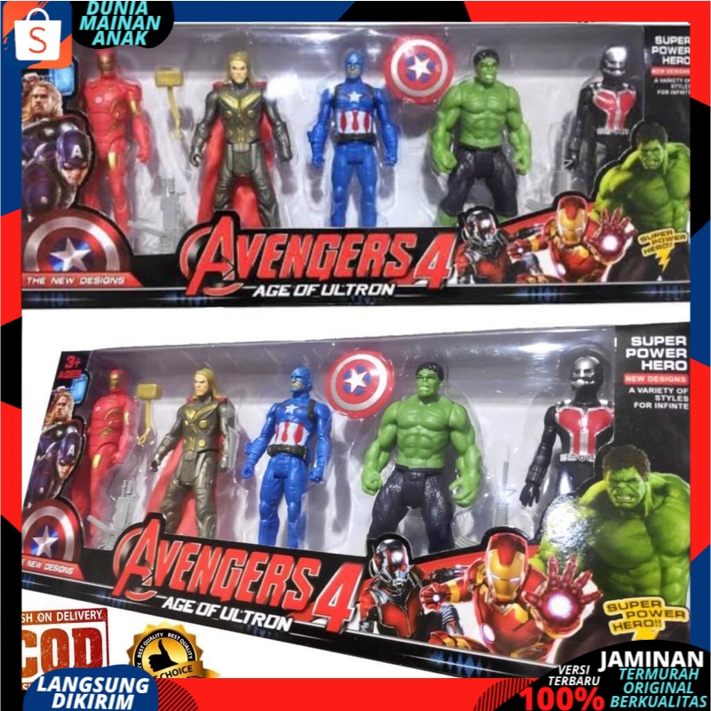 MAINAN ANAK ROBOT ACTION FIGURE Marvel Avengers 5 in1 TERMURAH IRONMAN THOR CAPT AMERICA HULK ANTMAN