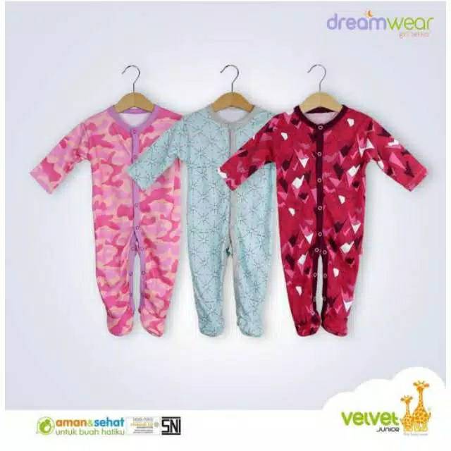 SNI Sleepsuit Dreamware Velvet Junior Isi 3pcs Sleepsuit anak pakaian Tidur Bayi velvet Pajama bayi