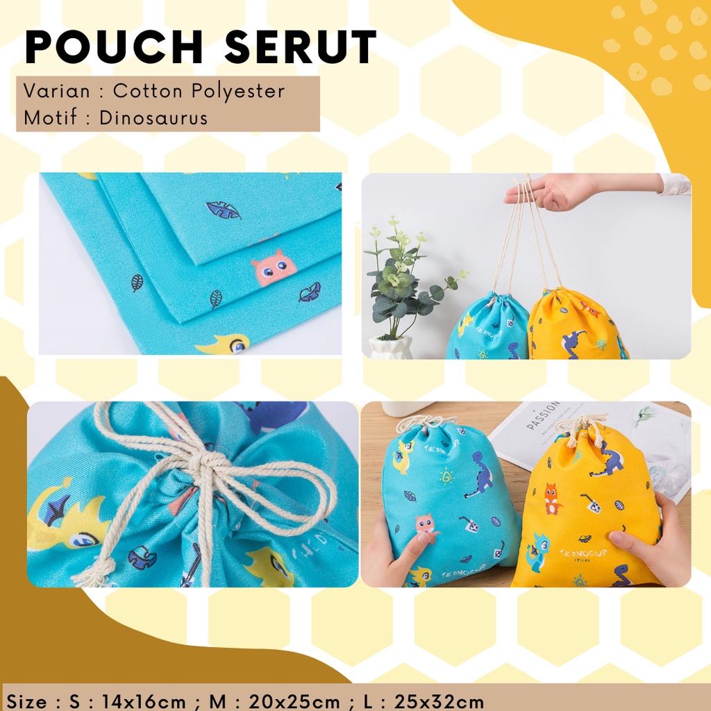 Pouch Serut Motif Cotton New Dinosaurus / Serbaguna / Souvenir