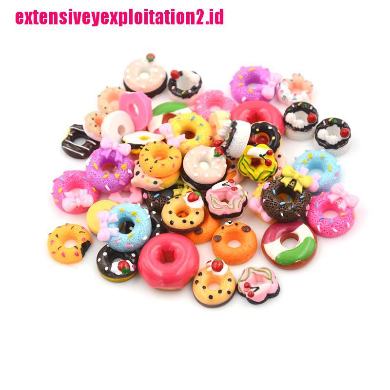 &lt; E2id &amp; &gt; 10Pcs / Set Miniatur Donat Bahan Resin Untuk DIY Case Handphone