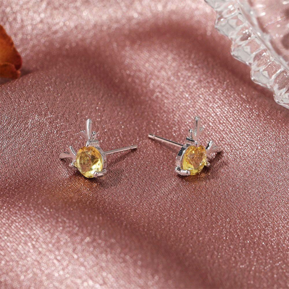 R-bunga 1pasang Tanduk Ear Studs Perhiasan Hadiah Natal Untuk Wanita Gadis Yilu Has You