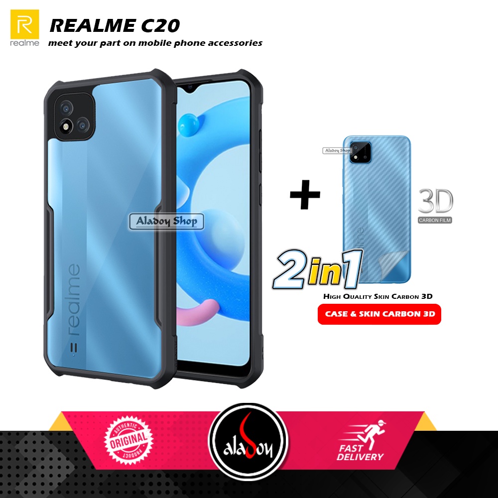 Case REALME C20 Armor Fusion Transparent Casing Free Skin Carbon 3D