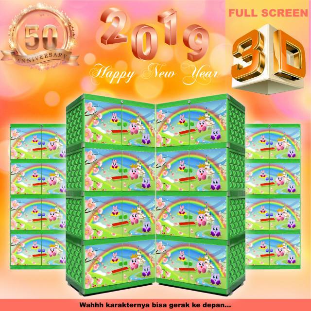 Lemari pakaian TWINPAN_FULL PINTU 3D RAINBOW
