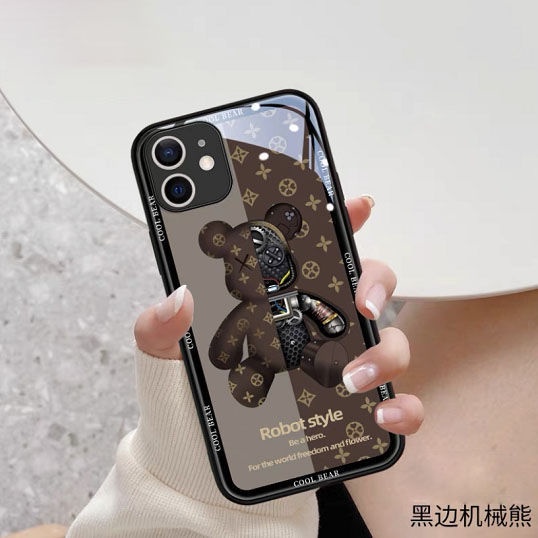 Kaca Lucu Pola Beruang iPhone Case iPhone 11 12 Pro Max ProMax 7 8 Plus X Xs Xr XsMax 13 13Pro 13 Promax Kaca Penutup Jzbl