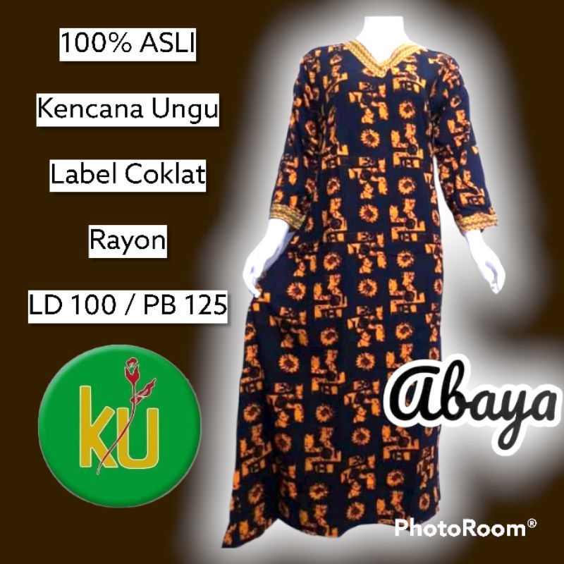 COD DASTER LONGDRES LENGAN PANJANG BATIK KENCANA UNGU ASLI ORIGINAL LABEL COKLAT BAHAN RAYON CETAK |