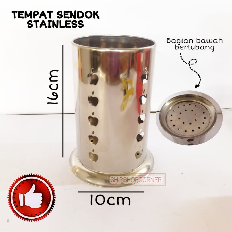 Tempat alat masak sendok garpu stainles sutil sodet berkaki motif apel