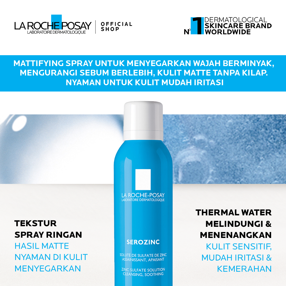 La Roche Posay Serozinc Zinc Sulfate Face Mist 150ml - Spray Wajah Kulit Jerawat/ Berminyak