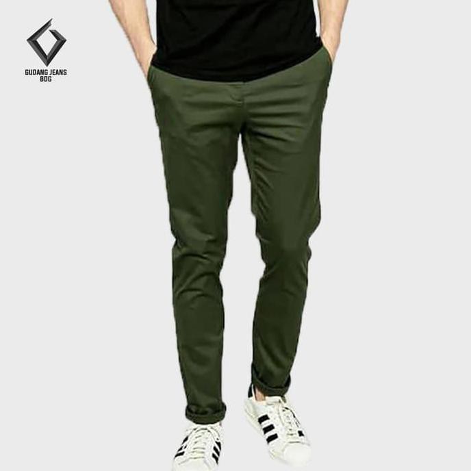 Celana Chino Panjang Hijau Army - Celana Chino Panjang Pria