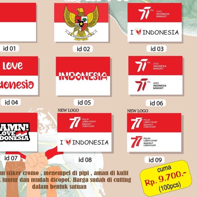 

*PROMO* [100 pcs] Sticker / stiker Pipi Bendera merah Putih populer