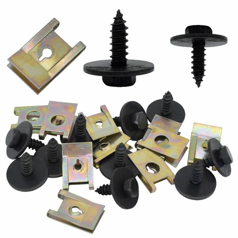 40pcs / Set J98 + J260 Klip Pengencang Baut Hex Bentuk U Bahan Metal Untuk Reparasi Mobil