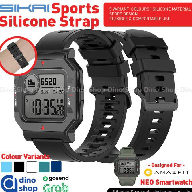 DISKON Sport Silikon Strap Watch Tali Jam Karet Silicone For Amazfit Neo - BLACK