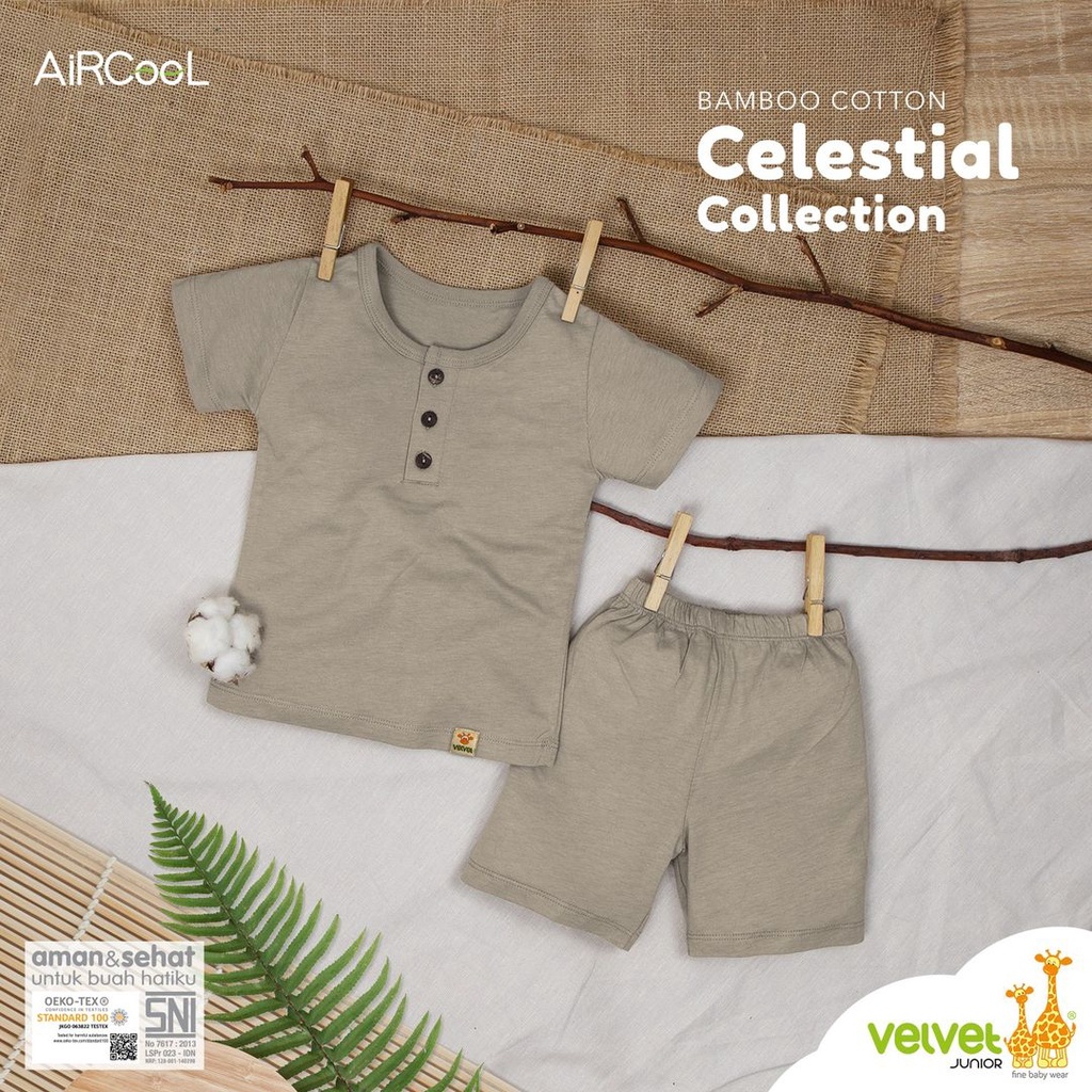 Velvet Bamboo Cotton Celestial Collection Setelan Pendek Celana Pendek Random Warna - CC-036C3